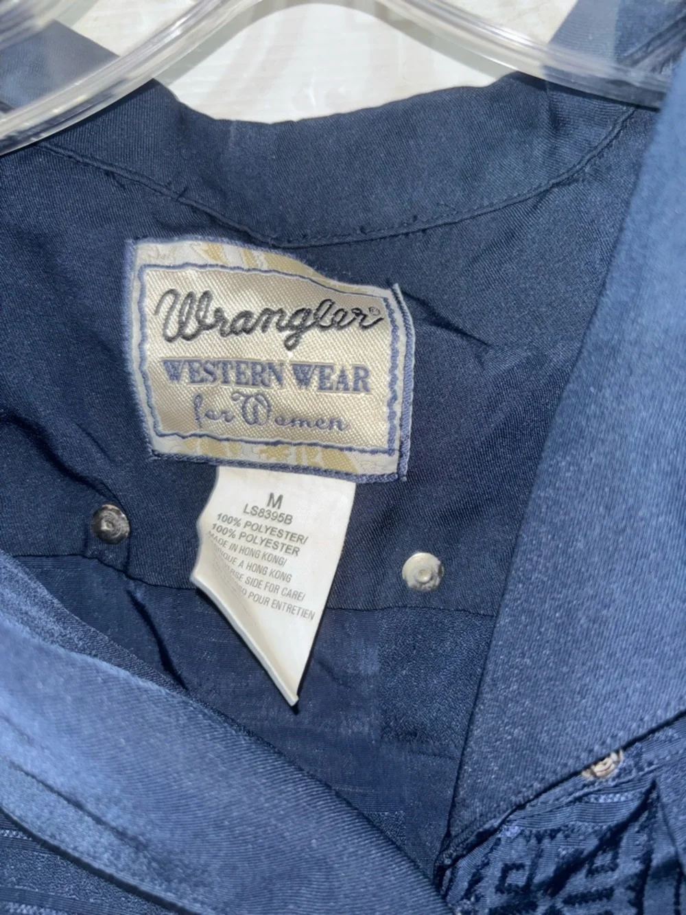 Wrangler Navy Western Snap Shirt Jacket - Picture 3 of 6